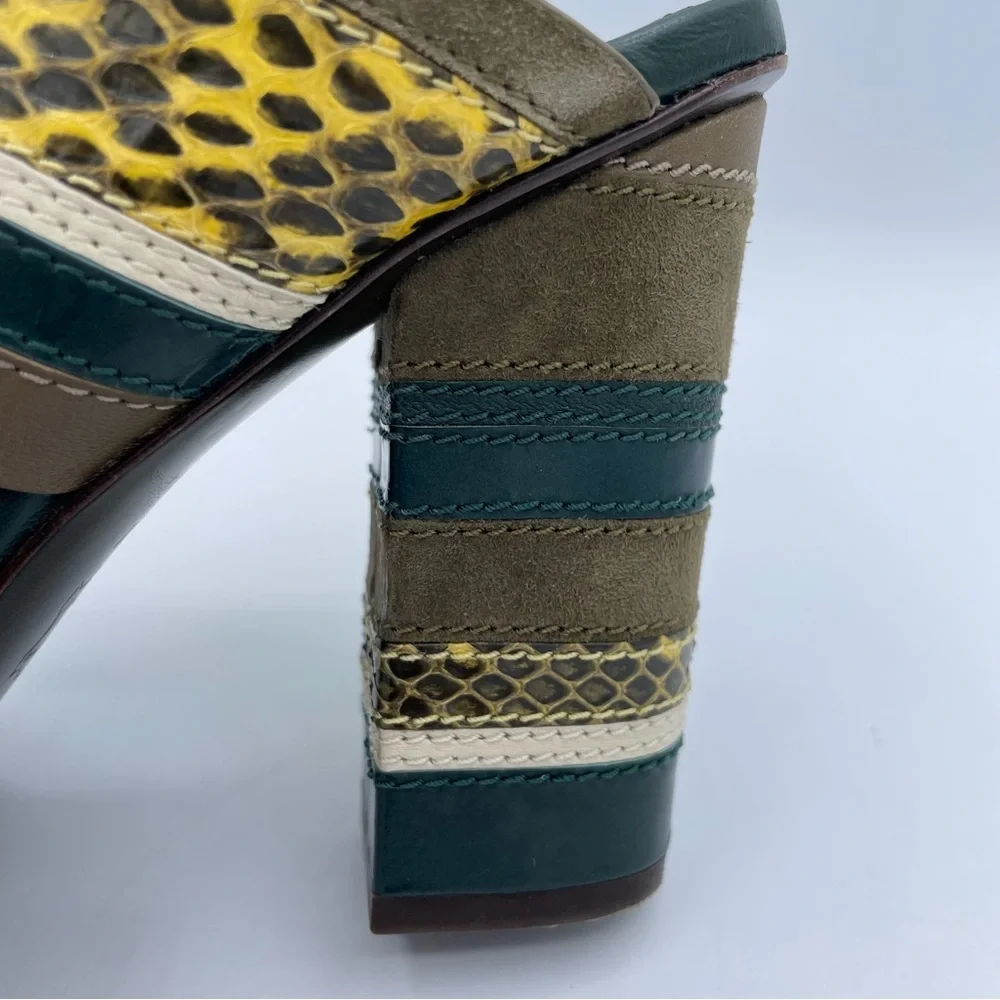 Tory Burch Edina Slingback Sandals 7 Green